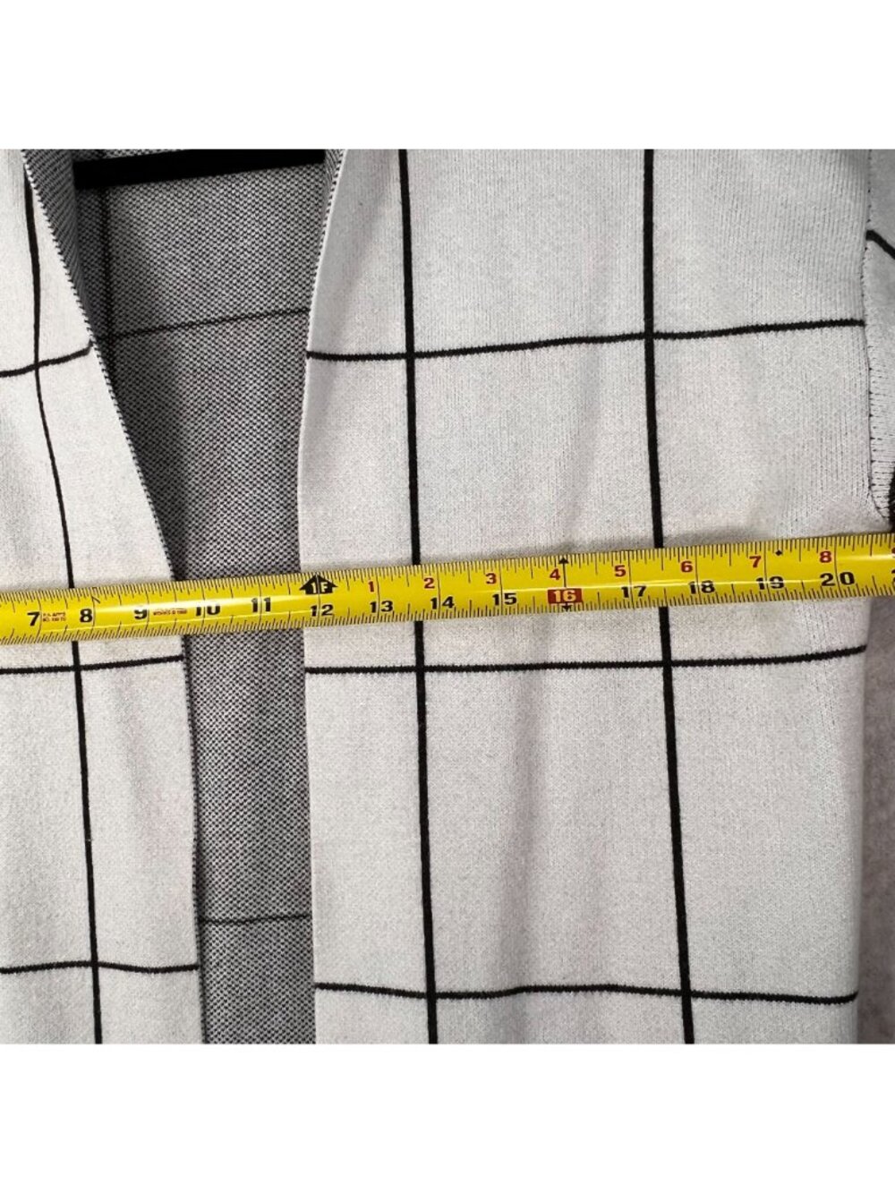 Bohme White Black Open Front Cardigan Sweater Coat Duster Pockets Womens S/M - Picture 11 of 13